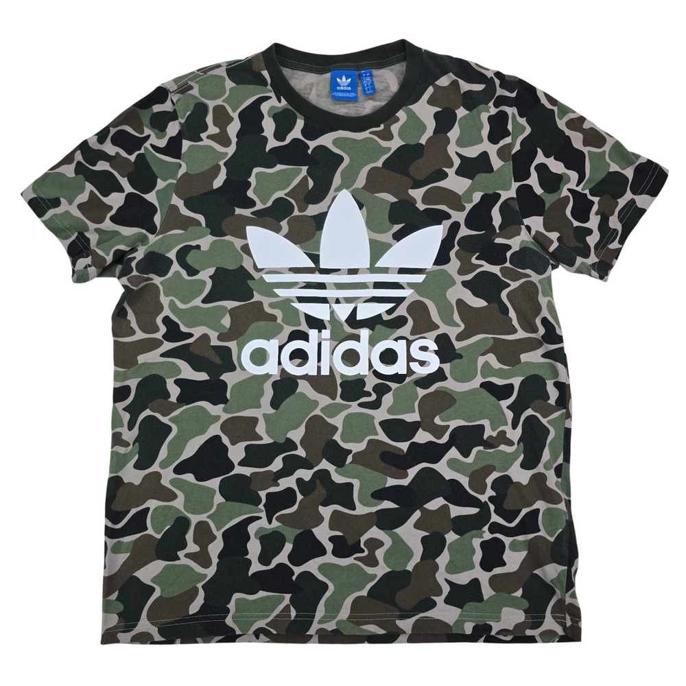Adidas‎ Originals Trefoil Camo T-Shirt Mens Large Green Camouflage Retro Urban